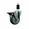 Service Caster 4'' Gray Poly Swivel 1-3/8'' Expanding Stem Caster with Brake SCC-EX20S414-PPUB-PLB-138